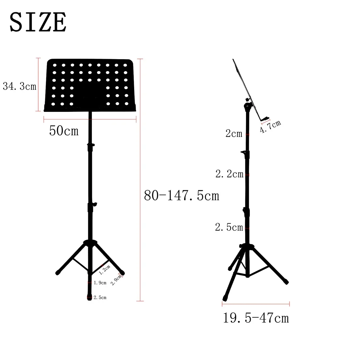 Notenständer, zusammenklappbar, Notenständer, Stativhalter, Aluminiumlegierung, faltbarer Notenständer für Gitarre, Violine, Klavier: Schwarz
