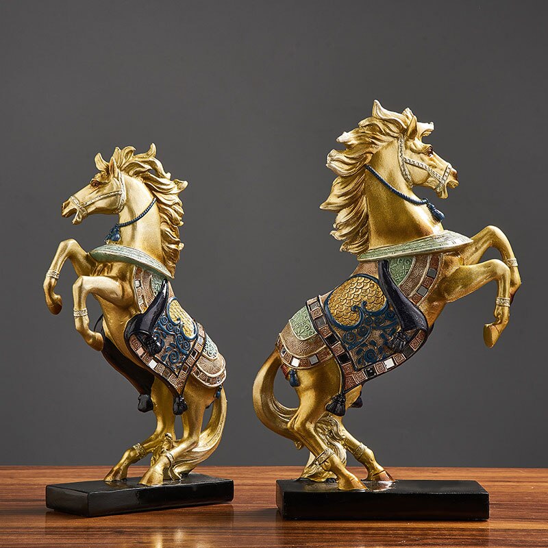 Feng Shui desk Resin Horse Figurines Animal Statue Vintage Home Decor Crafts Ornaments Home Decoration Accessories Chinese style