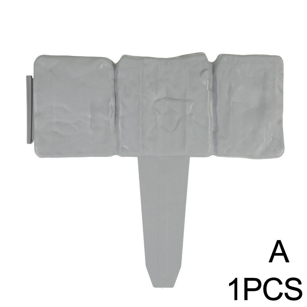 Garden Fence Edging Cobbled Imitation Stone Border Folding Lawn Garden Abs Fence Plastic Stone Landscape Edging Grounding F2x8: grey