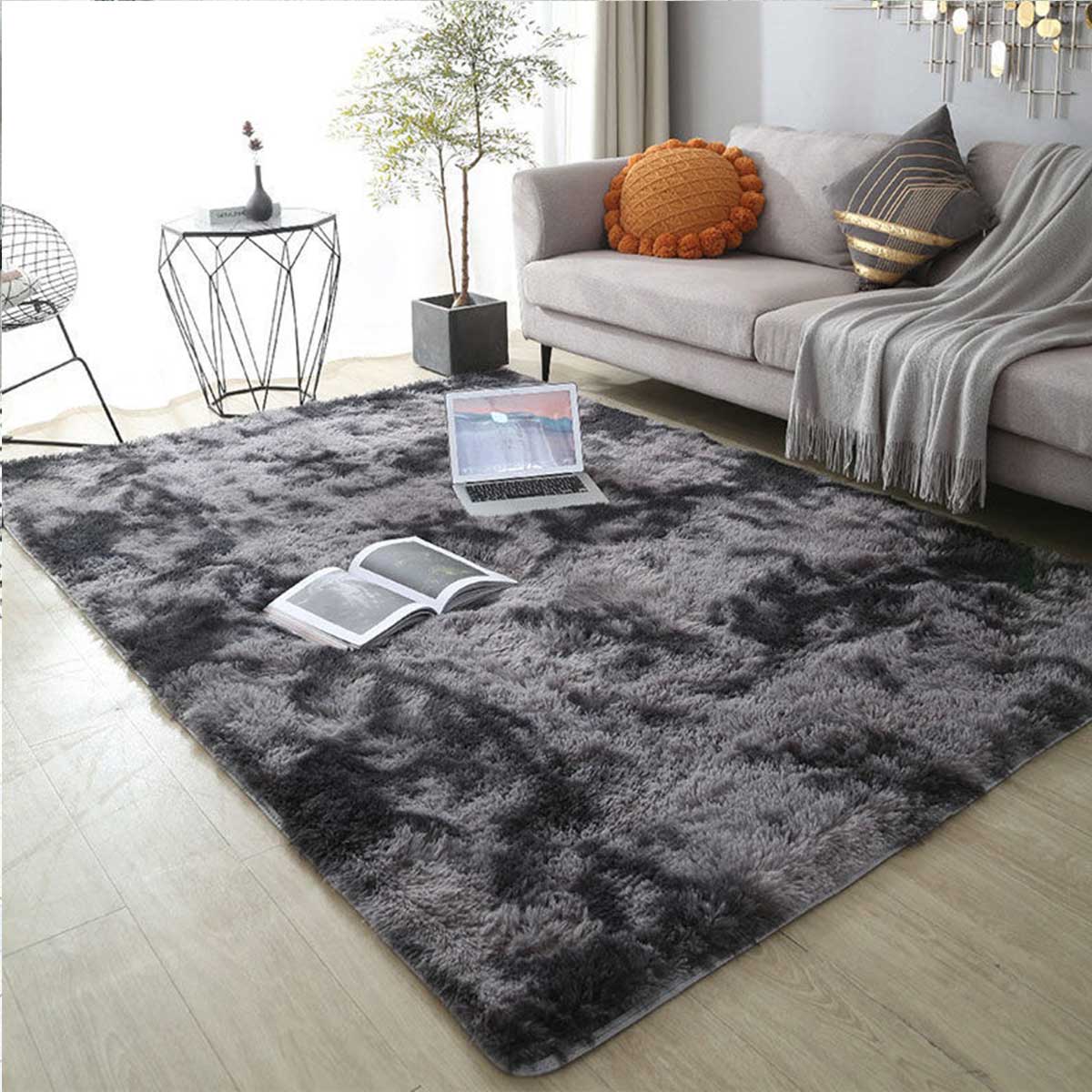 Alfombra de felpa para sala de estar, cojines para el suelo del sofá, alfombra moderna suave y esponjosa para el hogar, alfombra de juego para dormitorio de niños, de navidad: 1.200 mm x 1.700 mm / Blanco