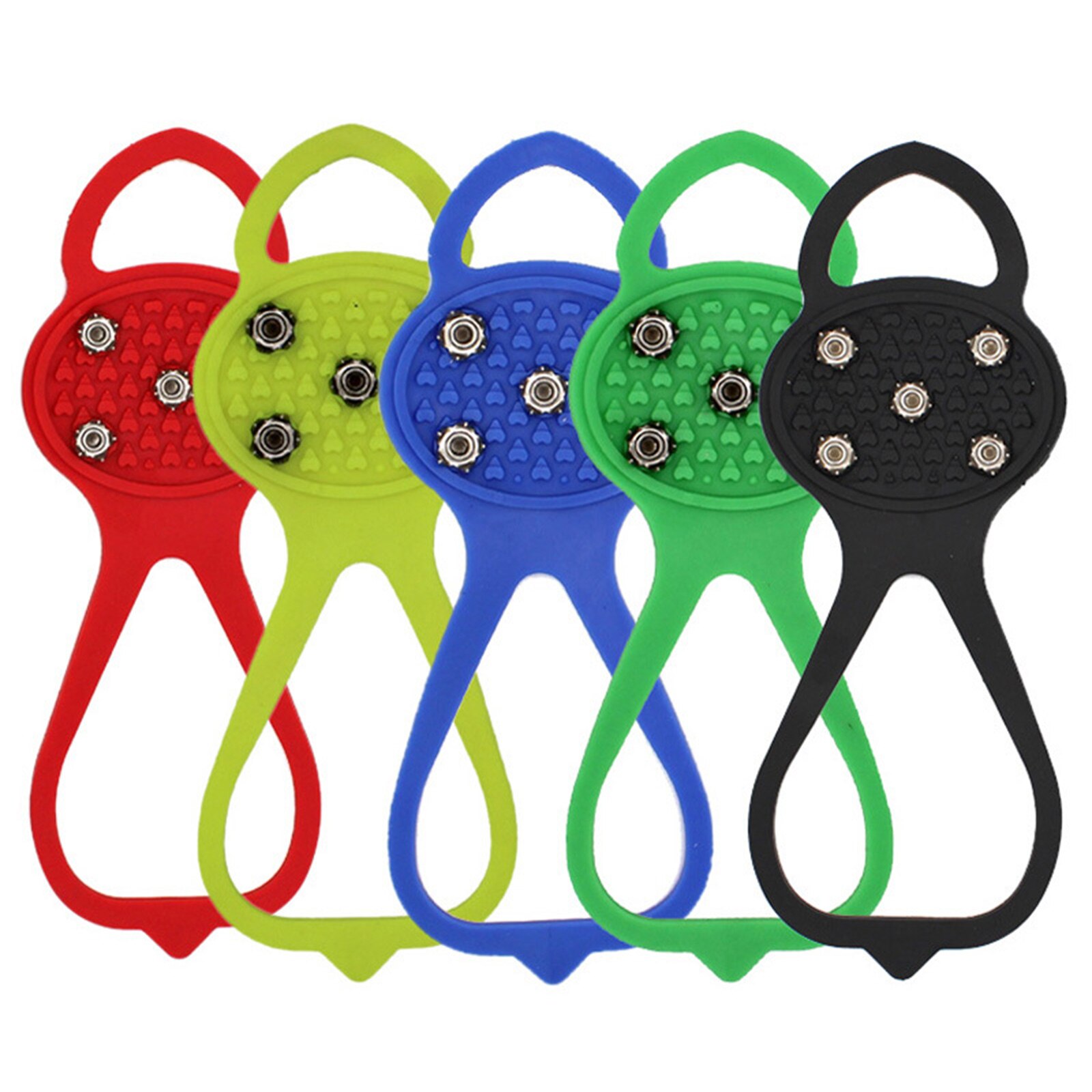 Ice Walk Traction Cleats for Shoes Boots, Snow Crampons Grippers with 5 Steel Studs, Anti Slip Stretch Spikes Cover Overshoe