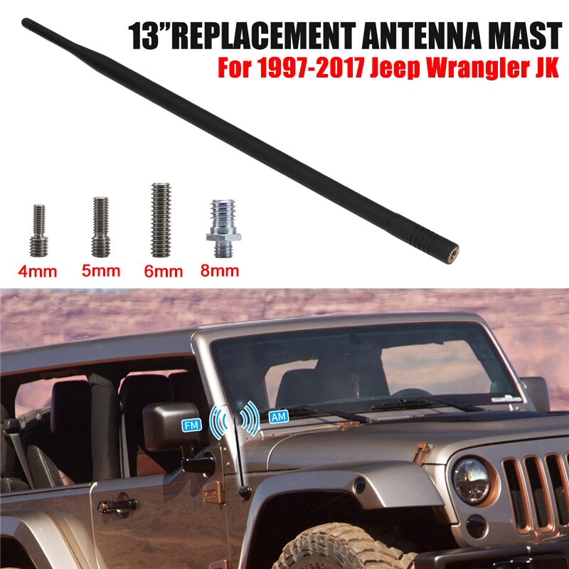 13" Screw-in Rubber Antenna Mast For Jeep Wrangler JK 1997 Signal Aerial Amplifier Booster FM AM Vehicle Radio /