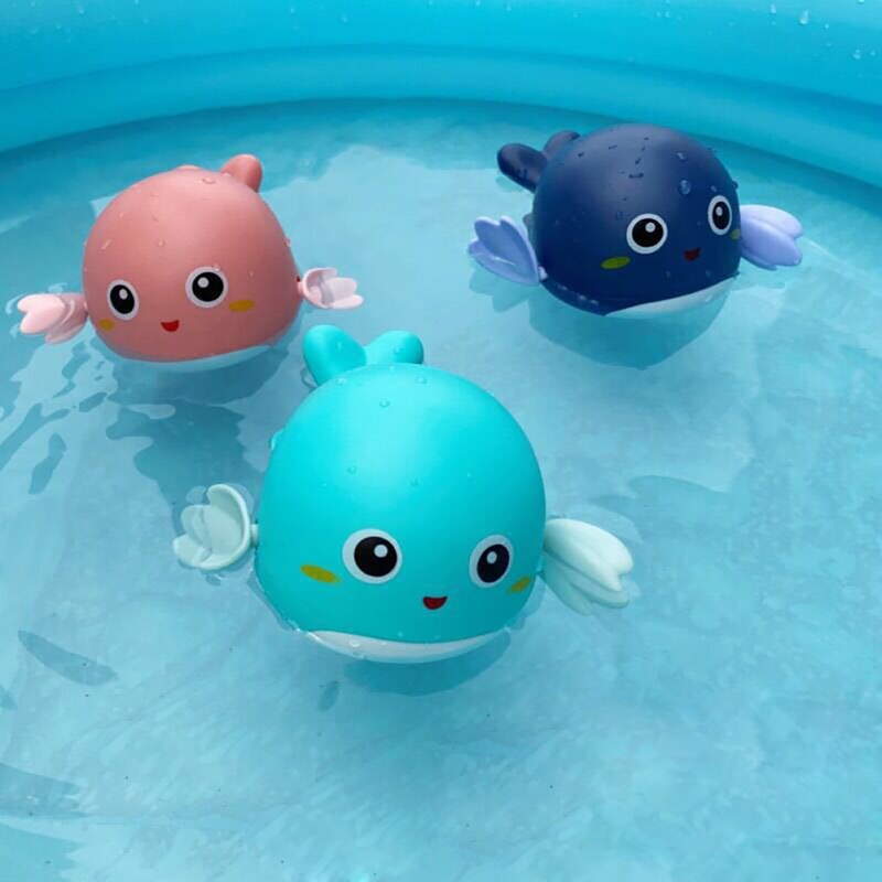 1 pc søte tegneserie delfiner klassisk baby vann leketøy spedbarn svømme fisk avviklet kjede urverk barn strand badeleker
