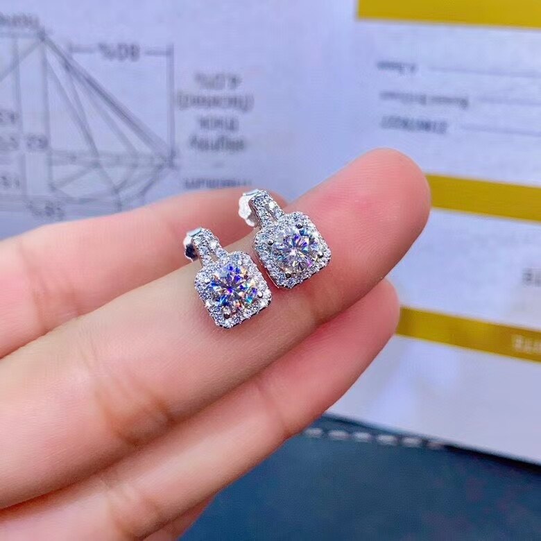 neue moissanite ohrringe frauen silber stud ohrringe 925 sterling silber shiny edelstein besser als diamant GRA zertifikat