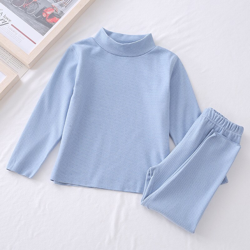 Set di biancheria intima termica per bambini abiti per adolescenti per bambini abiti lunghi Johns autunno inverno primavera pantaloni Set di pigiami termici per ragazze: Light Blue / 4T