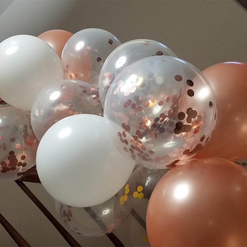 50 stuks 12 inch roségouden confetti latex ballonnen voor een vrijgezellenfeest, bruiloft, verloving, verjaardag, decoratie