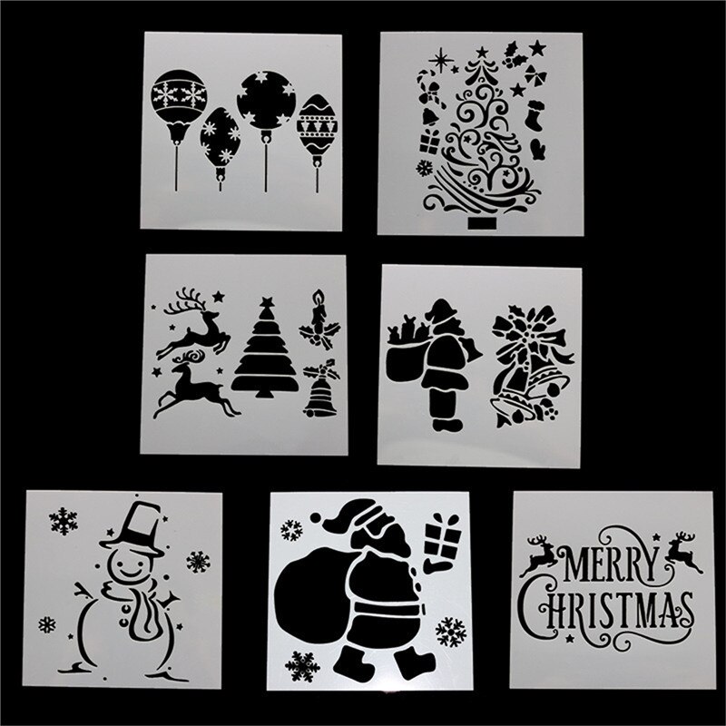 1pc Stencils DIY Merry Christmas Decorations for Home Drawing Cut Template Kids Painting Album Scrapbooking Stationery Supplies