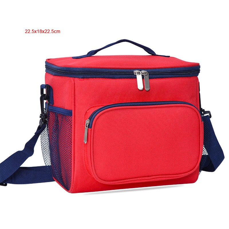 High Capacity Waterproof Lunch Bag Shoulder Crossbody Food Thermal Handbags Adult Kids Outdoor Picnic Storage Pouch Accessory: B Red