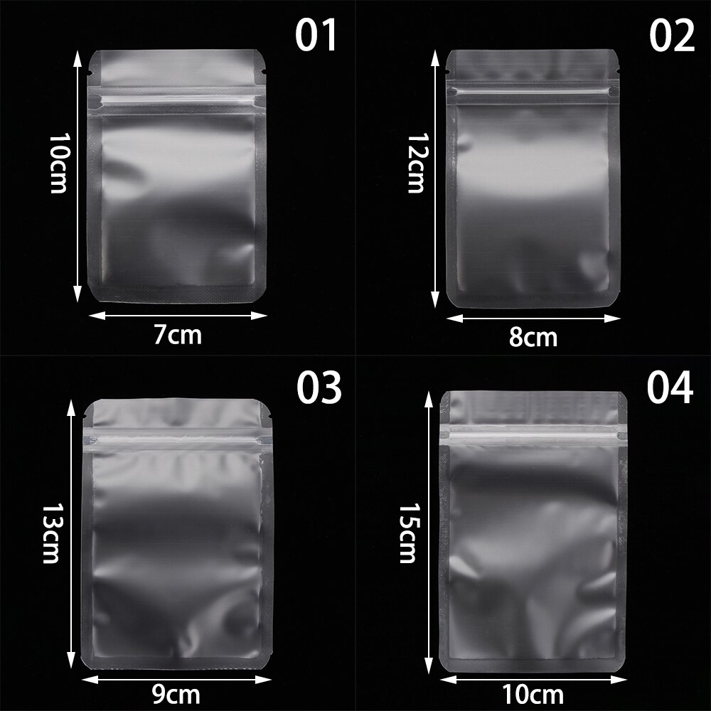 20Pcs/Set Matte Transparent Zip lock Plastic Bag Aluminum Foil Hologram Food Pouch Small Water Proof Zipper Reclosable Pouches