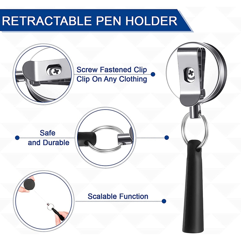 1 Pack Heavy Duty Intrekbare Pull Pen Potloodhouder Universele Intrekbare Lanyard Pen Voor Verpleegsters Serveersters
