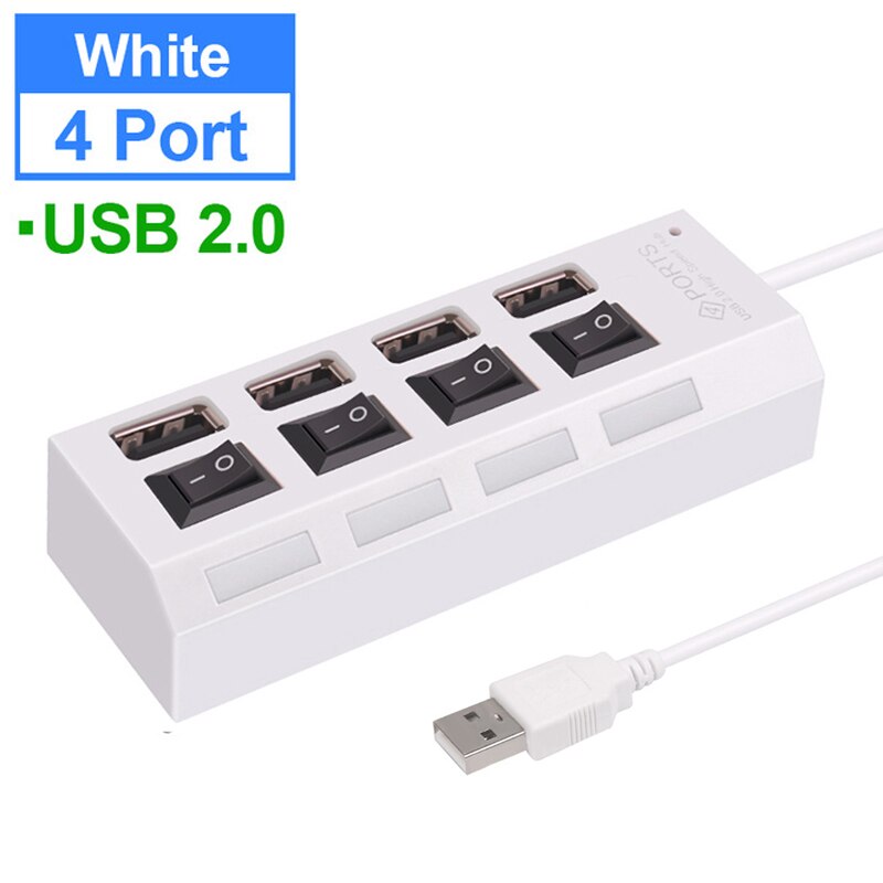 Usb-hub 3.0 multi 4 7 usb-poort met stroomadapter voor macbook pro air computer pc laptop accessoires splitter usb multiple hab: 2.0 4 poort wit