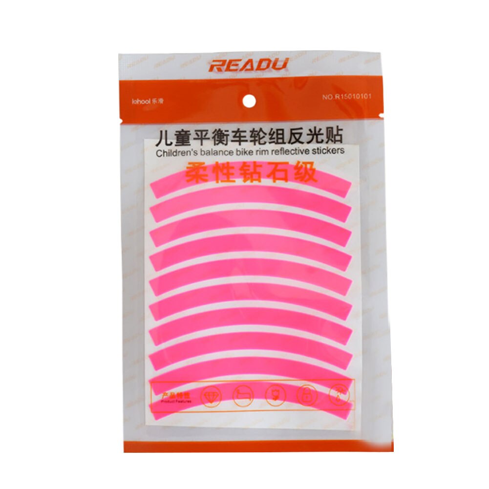 10 sztuk dziecięcy rowerek biegowy koła jasne taśma odblaskowa naklejki wystrój wioślarz akcesoria zewnętrzne: Różowy