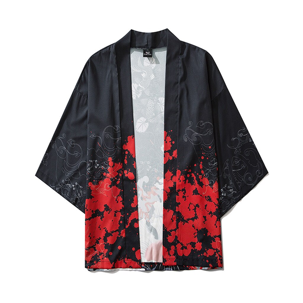 Kimono Shirt Men Streetwear Kimono Cardigan Men Shirts Casual Japanese Kimono Men Shirt Clothing Spring 1.26: L