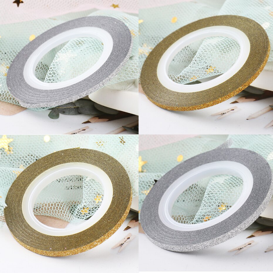 1Roll Gold Silver Nail Art Glitter Stripping Tape Line Strips Slider For Nails 1mm 3mm Sparkly Sticker Charm Decoration BENC275
