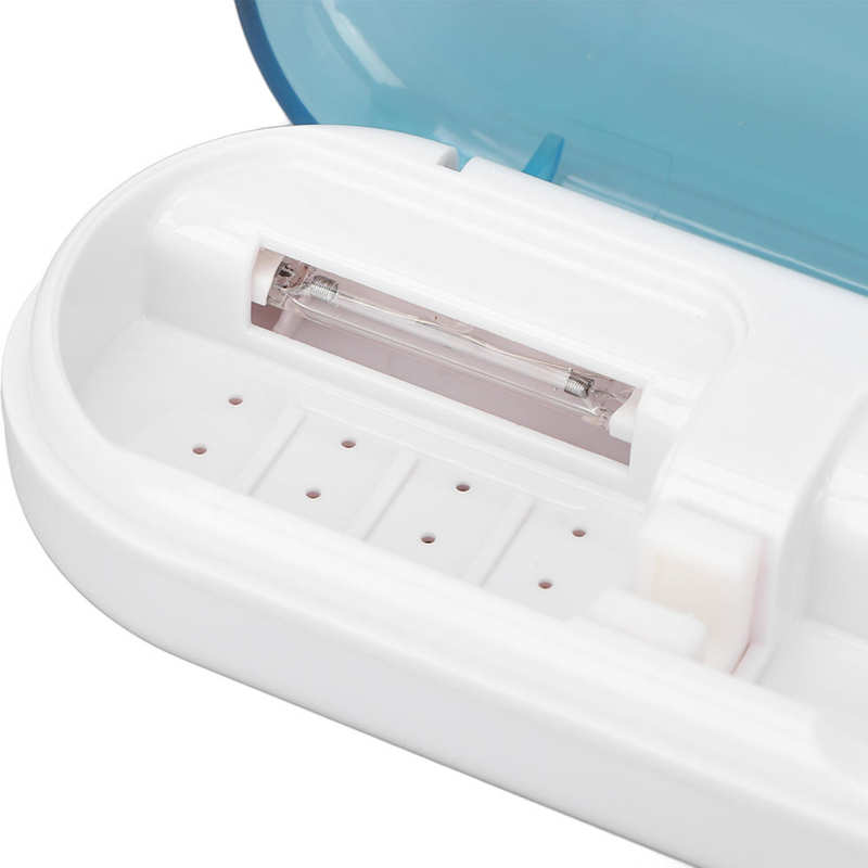 Sanitizer UV Toothbrush Cleaner Box Portable Auto Power Off Ultraviolet Toothbrush Cleaning Organizer Case Blue Sterilizer