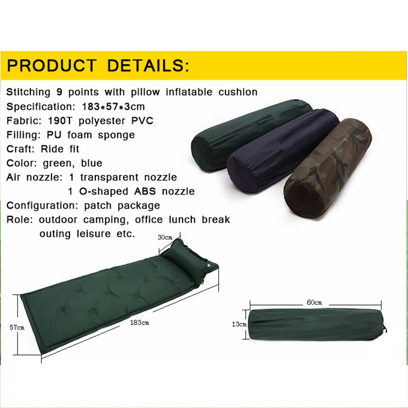 Outdoor Automatische Opblaasbaar Kussen Camping Met Kussens Kan Worden Gestikt Camping Zelf Rijden Tenten Met Matten Met Kussens
