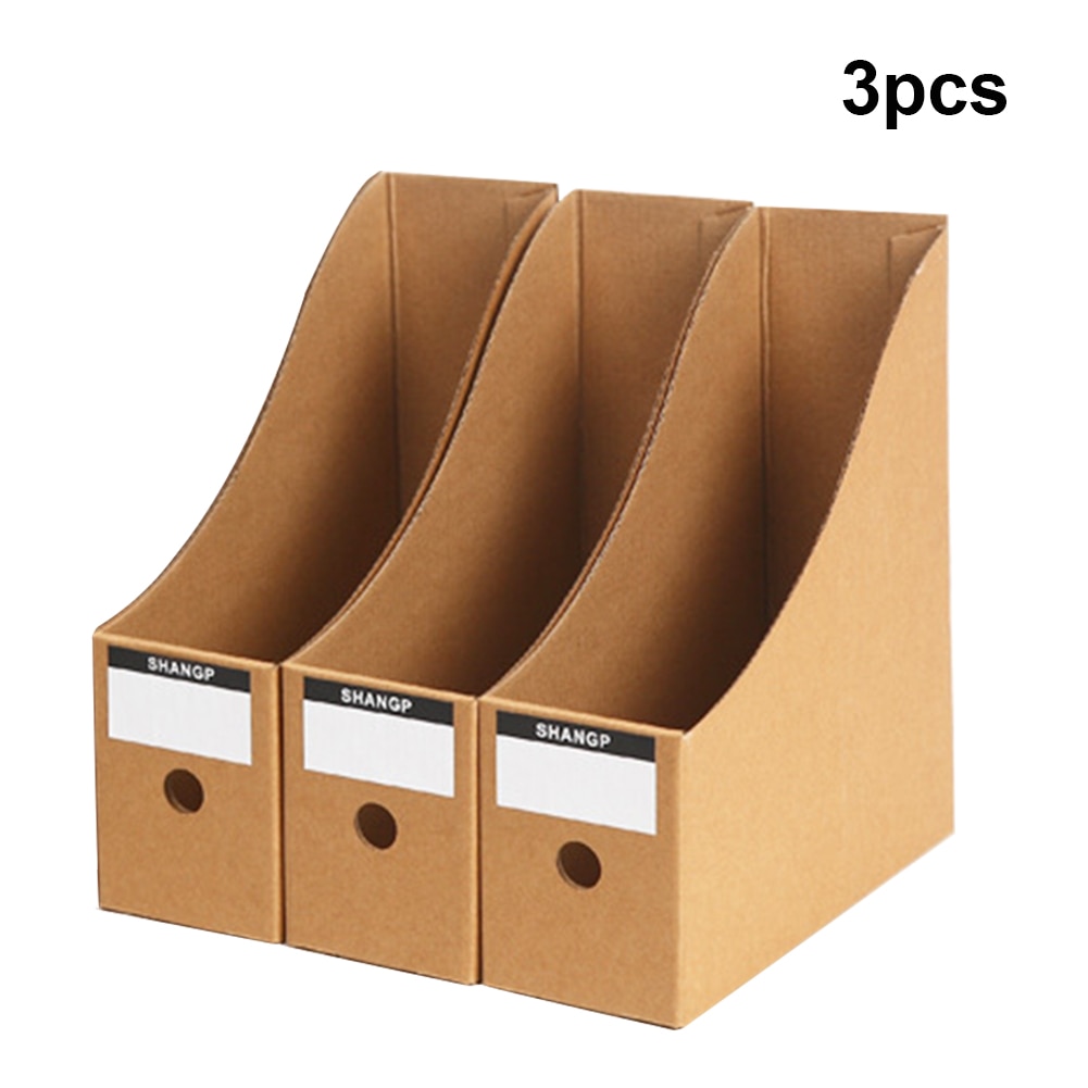 Office Desktop File Bookshelf Magazine Stand Table Document Filing Box Organizer Holder: 3pcs
