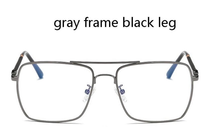 Luxe Vrouwen Vierkante Brillen Vintage Bril Optische Frame Goud Metalen Unisex Bril Clear Lens Bril Blauw Licht Bril: gray frame black leg