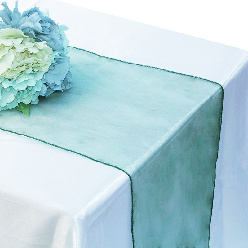 Organza Tisch Läufer Tischdecke Abdeckung Weiche schier Stoff Stuhl BöGen Beute Hochzeit 30*275CM Weihnachten Party Bankett tisch Dekor: dunkel Grün