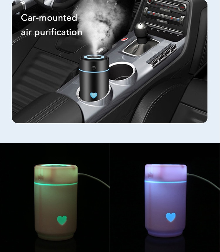 Car Air Humidifier Lamp Usb Portable Humidifier ABS Plastic Cylindrical Water Fog Machine Usb Mist Anti-Dry Air Purifier