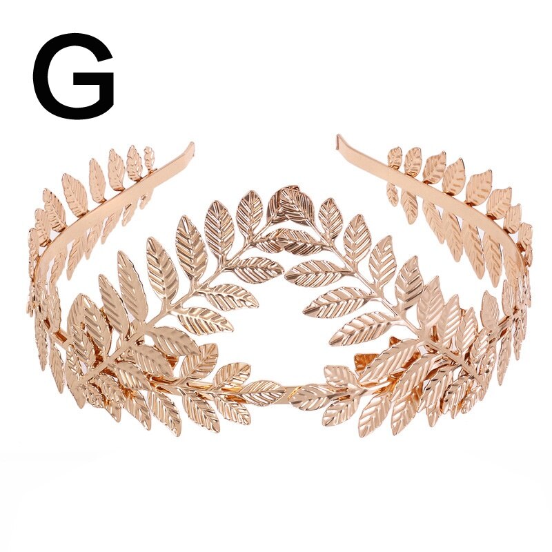 Bridal Hair Accessories Hair Bands Korean Gold Leaves Wreath Vintage Pearl Wedding Tiara Headband Women Girls Hair Crown: G