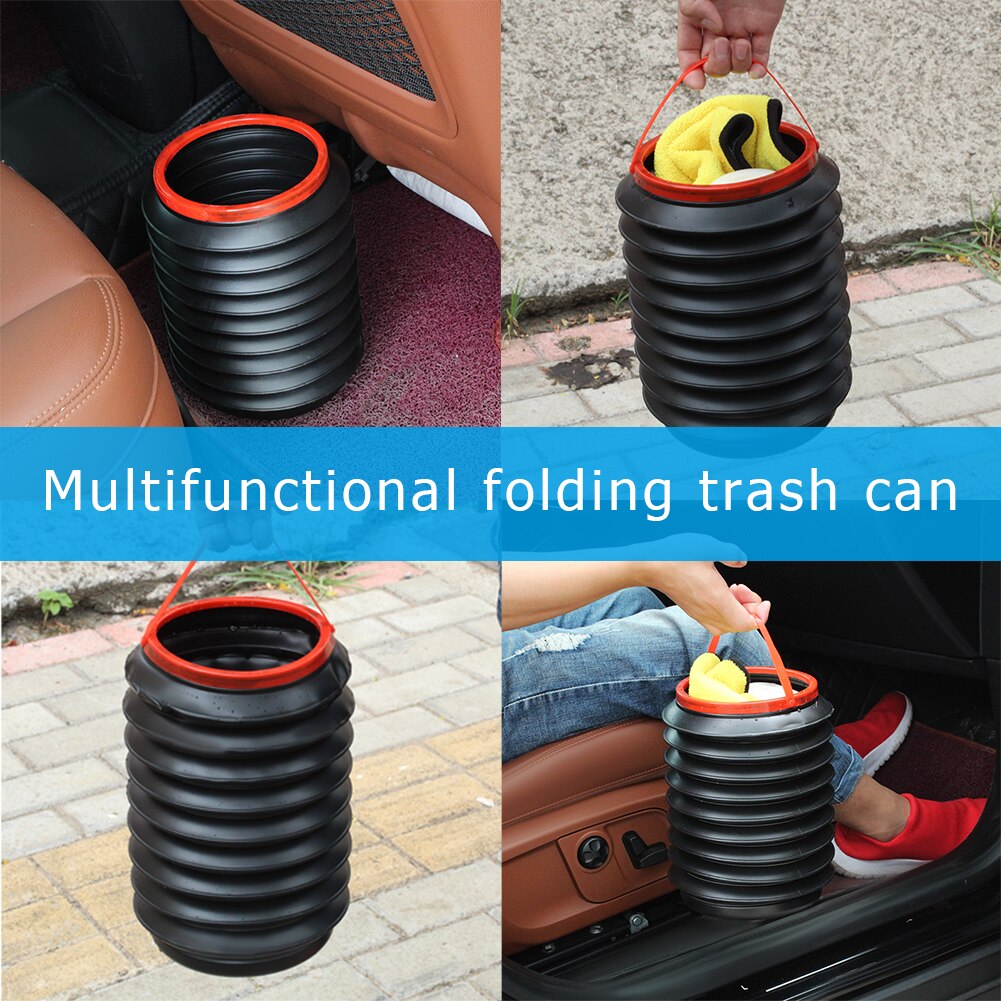 4L Car Folding Trash Cans Portable Collapsible Water Storage Buckets Garbage Container for Auto Outdoor Fishing Camping NO Lid