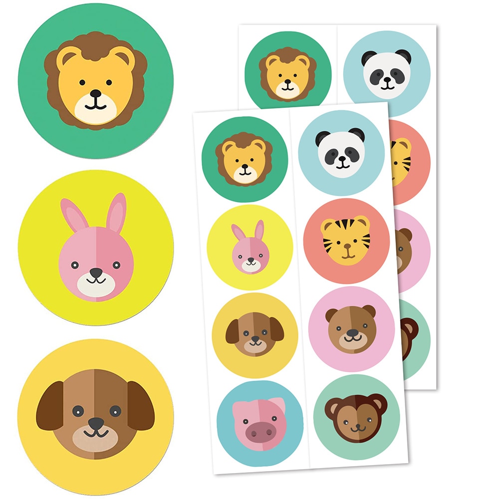 96Pcs Zoo Animals Children Stickers Roll Adhesive Diary Label Sticker For Kids Children Diy School Stationery Cute Sticker