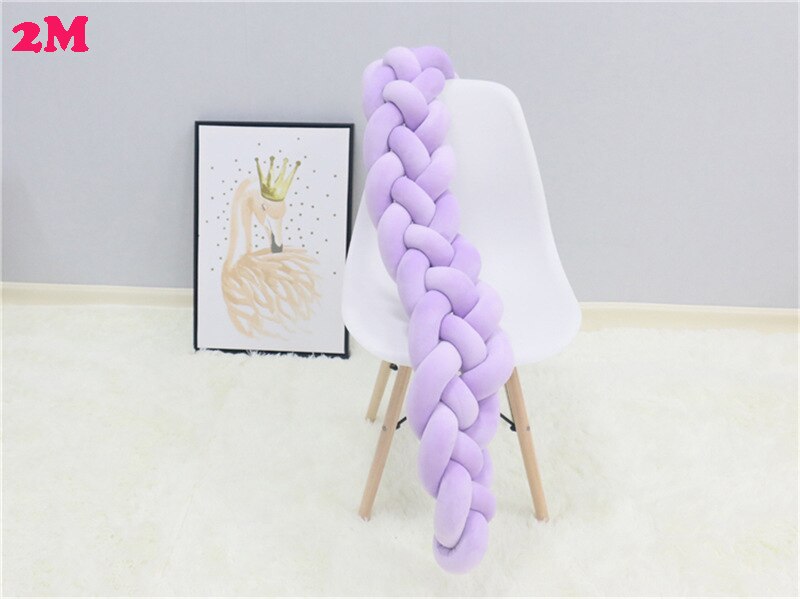 Travesseiro para cama de bebê, trançado amortecedor para cama recém-nascido, decoração de quarto infantil com 4 fios: 2M purple