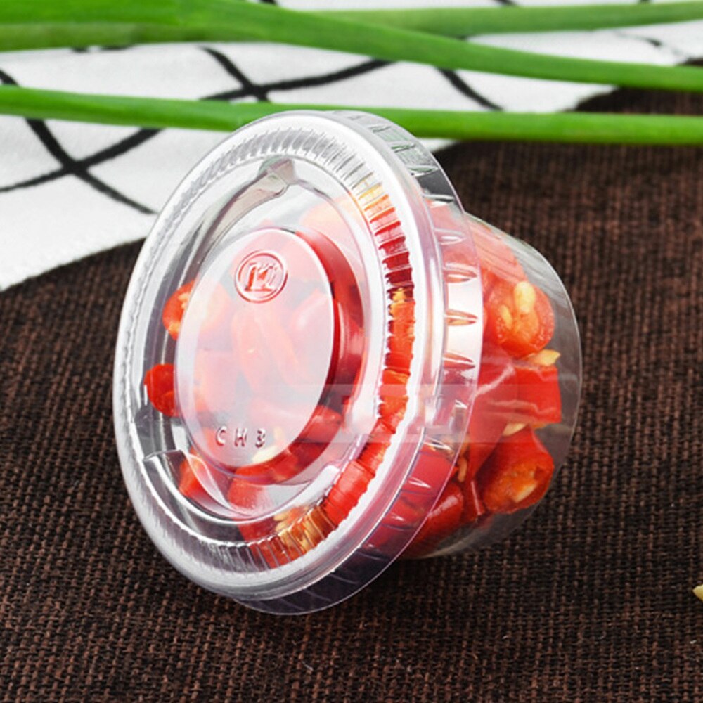 1 Set 60Ml Wegwerp Portie Cups Clear Gedeelte Container Met Deksels Voor Jelly Yoghurt Mousses Saus (200Pcs cups + 200Pc: Default Title