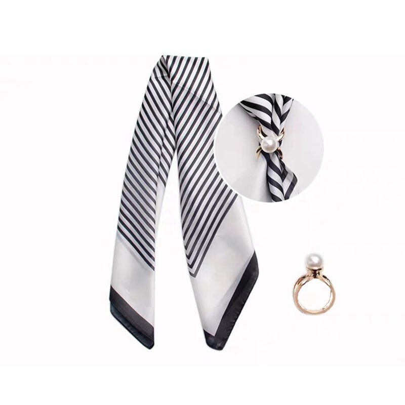 Geometria femminile sciarpa di seta fibbia spille di cristallo perlato per donna sciarpa quadrata incrociata spilla cava accessori per abbigliamento