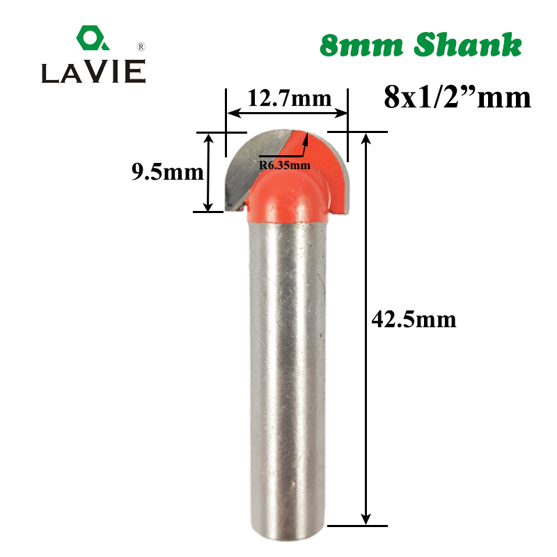 LA VIE 1 pieza 8mm vástago Cove Box Bit doble enrutador de bordes Bits para madera carburo de tungsteno fresa para fresado cortador MC02020