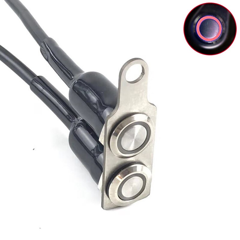 1pcs LED Motorcycle Light Handlebar Mount Push Button Switch 12V For General Hazard Fog Light LED Switch Handlebar: red light C