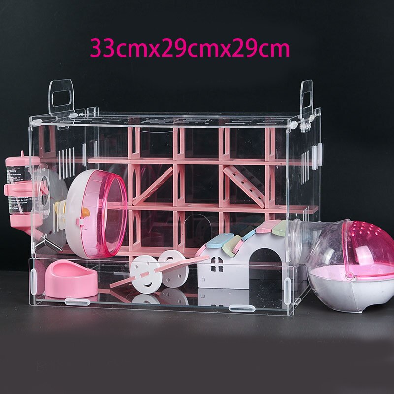 Transparent Hamster Cage Acrylic Large Hamster Guinea Pig Cage Labyrinth Villa Small Pet Nest Full Toys Set Hamster Accessories