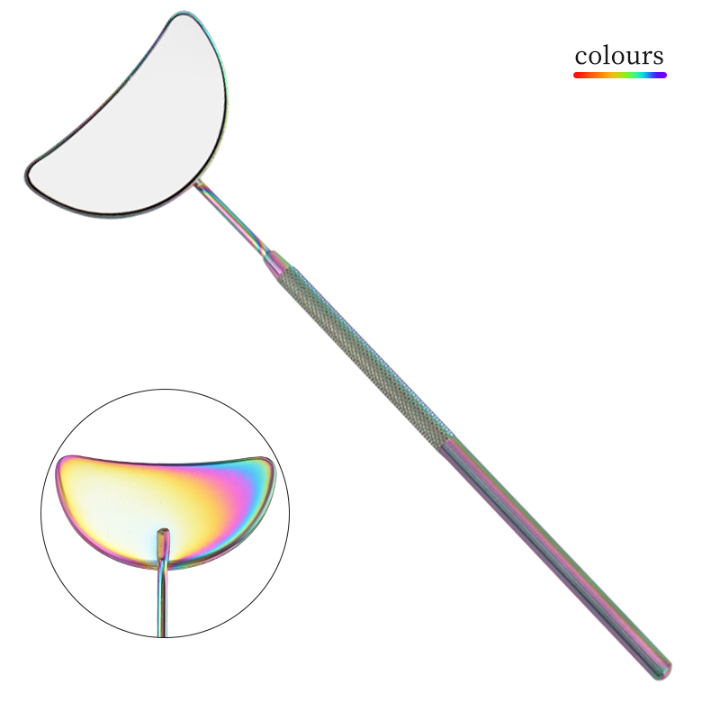 1Pc Specchio per ciglia a semicerchio Specchio a mano lunga per il controllo dell'estensione delle ciglia finte Accessori Strumenti per il trucco delle donne: MULTI