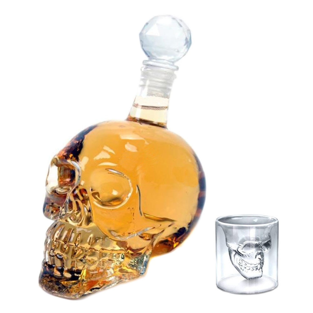 125/350/550/1000ml skull whisky lasi flagon vodka pullo borosilikaattilasipullo viinipullo tulpalla kallo juominen