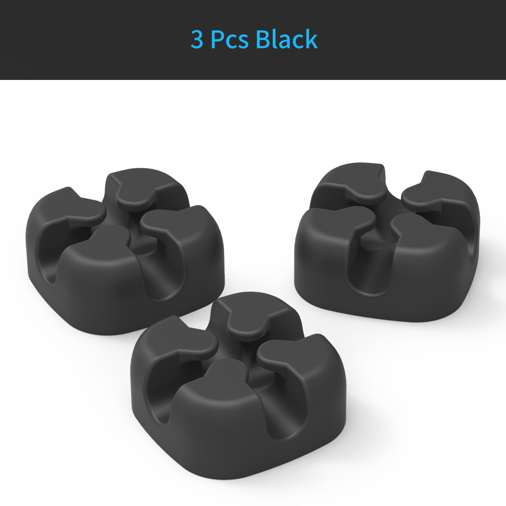 ORICO CBSX Cable Winder Silicone Cable Organizer USB Cable Management Clips Cable Holder For Mouse Headphone Earphone: CBSX Black 3