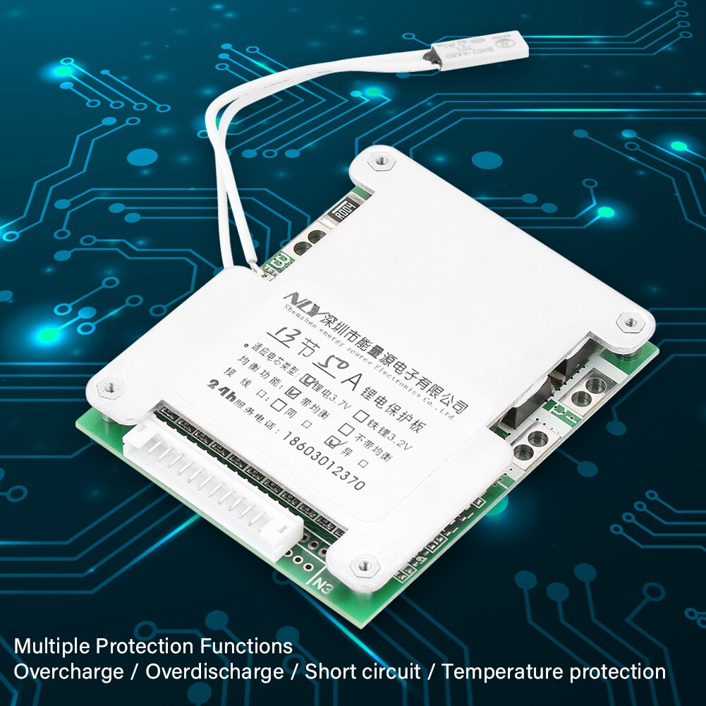 13S 50A Lithium Batterij Opladen Bescherming Boord Bms Met Balans Opladen Batterij Board Voor 3.7V Lithium Batterijen