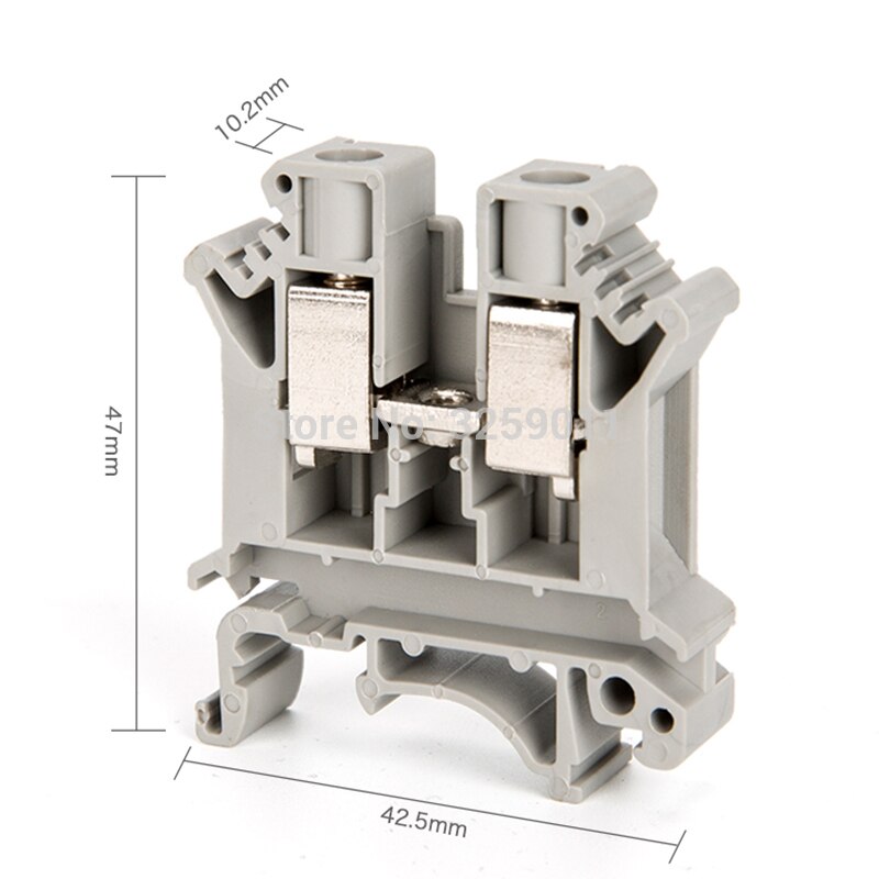 50PCS DIN rail Wiring board connector terminals copper part 10.0mm UK-10N grey gray Cable row connection