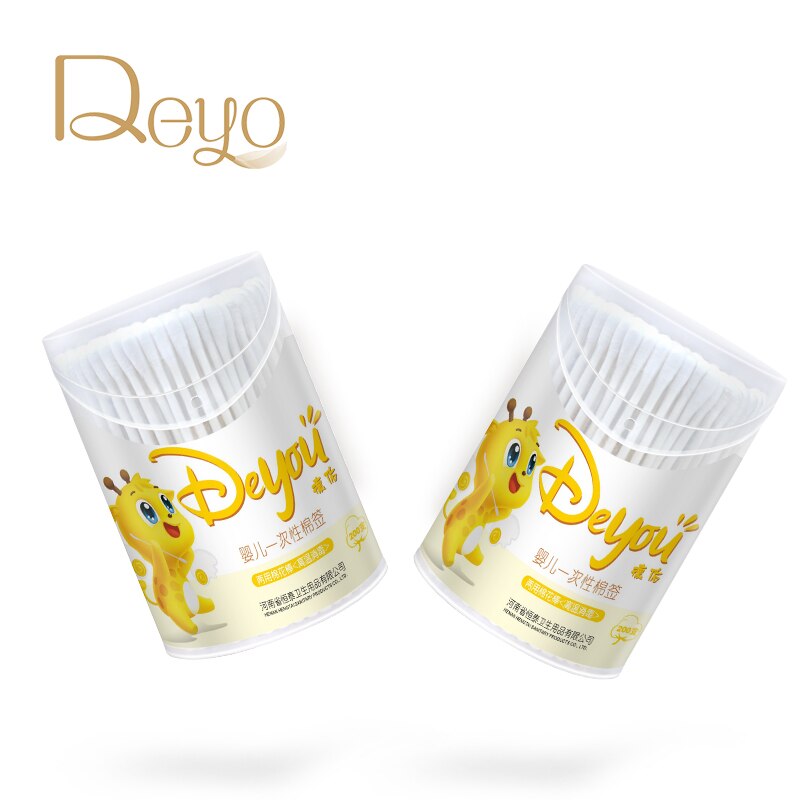 Deyo Double Head Cotton Swab Women Makeup Cotton Buds Newborn Baby Nose Ears Cleaning Tools 200pcs/Pack