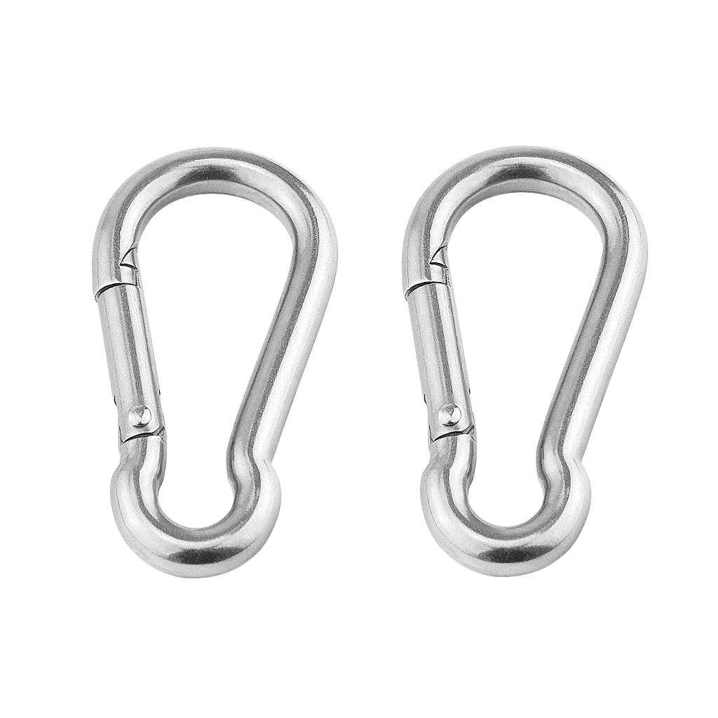 Carabiner Clip Snap Hook Stainless Steel M5x50mm Camping Sports Karabiner