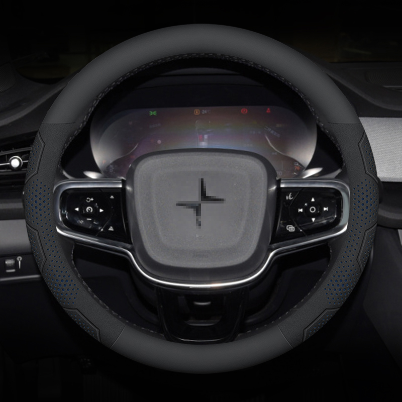 Til polestar 1 2 3 4 5 kulfiber ruskind mikrofiber læder skridsikkert bilratbetræk autotilbehør: Lilla