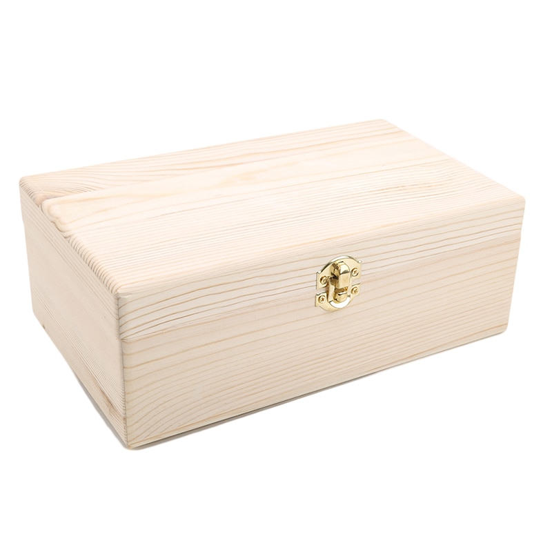Caja de almacenamiento de madera, caja de de madera sólida con Tapa Rectangular de pino escocés, caja de joyería artesanal hecha a mano