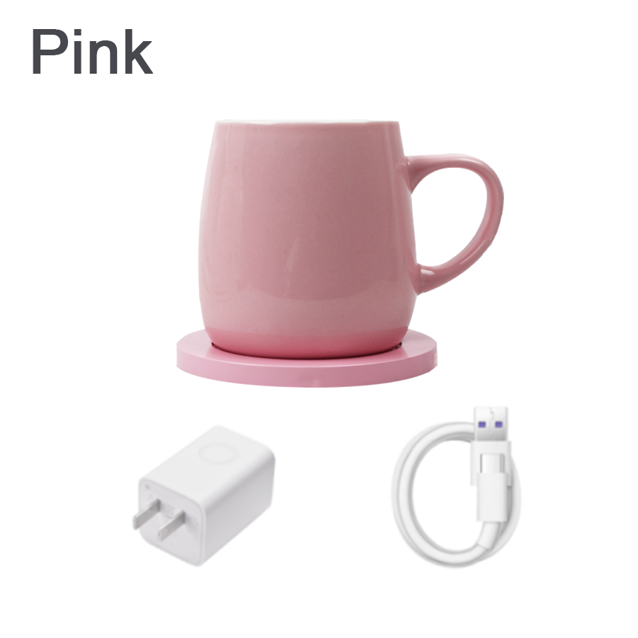 Für Sekretariat Heimat Tasse Wärmer Mit kabellos aufladen Basis Kaffee Becher Wärmer USB Tasse Heizung Auto-an/aus wasserdicht Thermostat: Rosa / uns Stecker