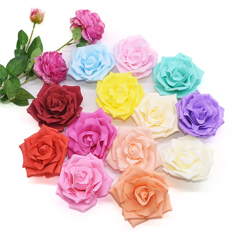 Roses artificielles en mousse 10cm 10 pièces | Têtes de fleurs artificielles pour Bouquet de mariage, couronne décorative pour la maison, décoration en boule bricolage pour mariage
