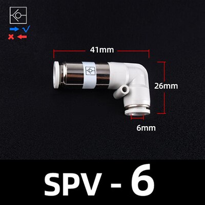 Pneumatic check valve hose straight pipe L-shaped partition SPU SPV SPM-4 6 8 10 12 air compressor quick air pipe plug connector: SPV-6
