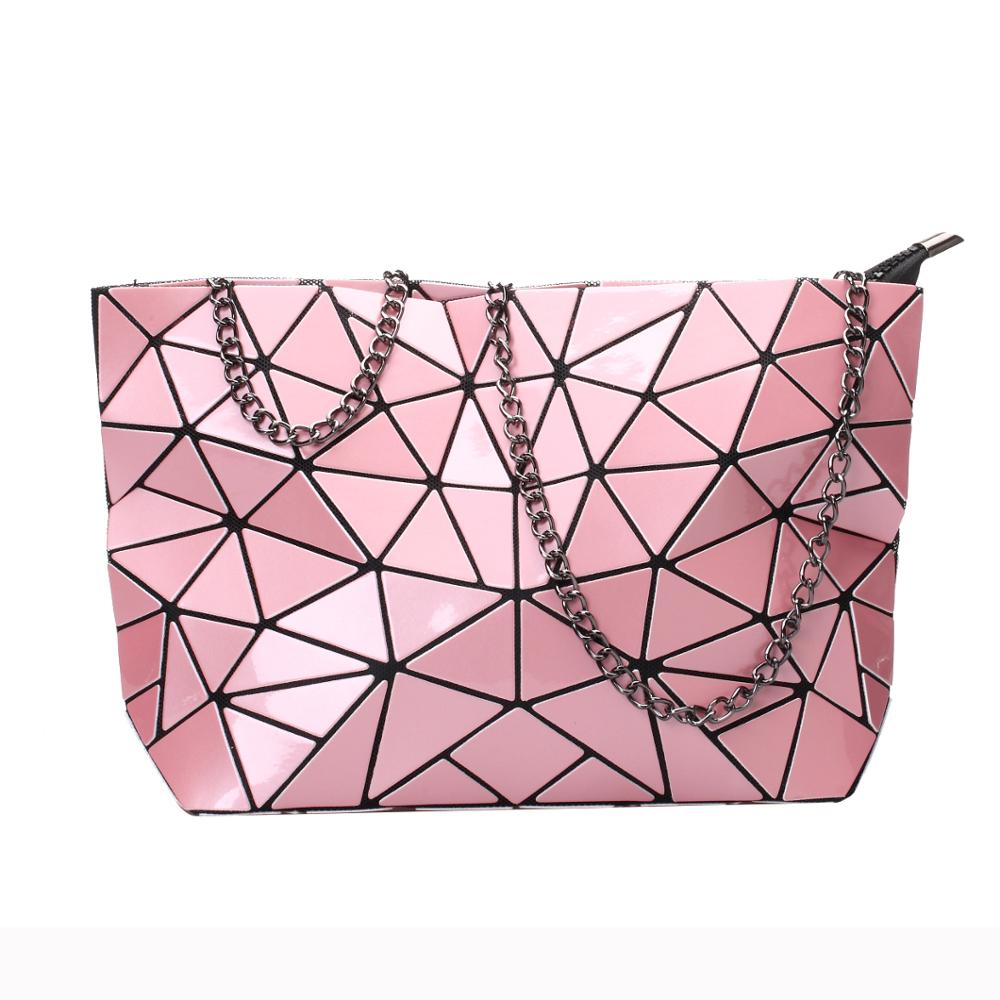 Vrouwen Keten Schoudertas Sac A Main Tas Mode Geometrische Messenger Bags Vlakte Vouwen Crossbody Tassen Clutch Avondtasje Bolso: pink