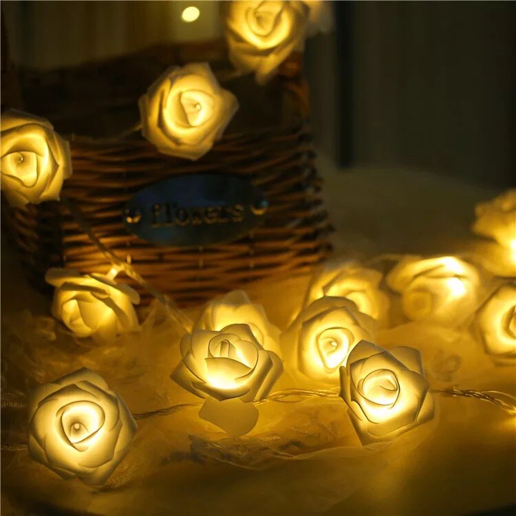 2 m 20LED Battery operated LED Rose Flower light kerstvakantie Lichtslingers voor Valentijn bruiloft Guirlande Decoratie