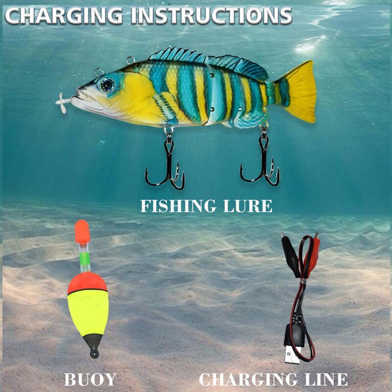 Robotic Fishing Lures Auto Swimming Electric Lure Bait Wobblers For 4-Segement Swimbait USB Rechargeable Flashing LED light