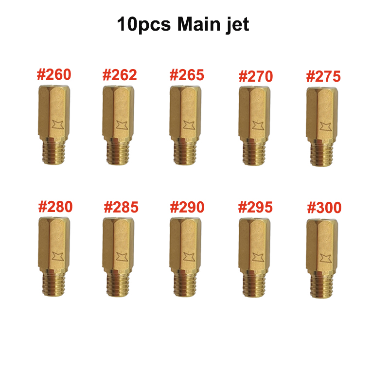 10 pz PWK PWM Jet Moto Carburatore Getti Principali Getti Pilota lento per Keihin OKO CVK NSR KSR carboidrati impostato Iniettore Ugello Carburador: Oro