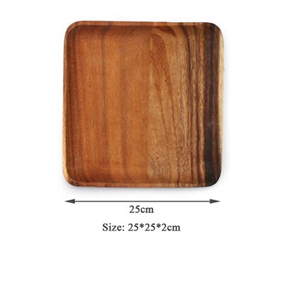 Praça placas de madeira maciça todo acácia diy pratos de madeira bandeja de serviço de madeira de frutas sobremesa jantar placa de café da manhã conjunto de utensílios de mesa: A3